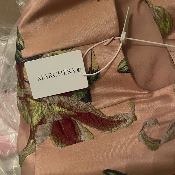 Marchesa Blush and Green Embroidered Gown - Picture 2 of 4